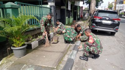 Jum’at Bersih, Koramil 02/Banjarsari Laksanakan Kerja Bakti Bersihkan Lingkungan Perkantoran