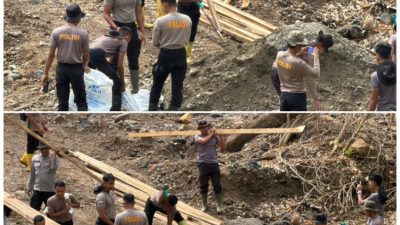Bantu Pemulihan Pasca Bencana Aceh, Sat Brimob Polda Sumsel Bangun Huntara di Gayo Lues