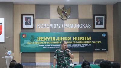 Penyuluhan Hukum di Korem 072/Pamungkas, Prajurit Diingatkan Jauhi Pelanggaran dan Bijak Bermedsos