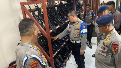 Pastikan Kesiapan Operasional, Satbrimob Polda Sumsel Gelar Pemeriksaan Senjata Api Berkala