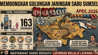 Strategi Presisi Polda Sumsel: 163 Tersangka Narkoba Diringkus dalam 18 Hari Operasi Masif