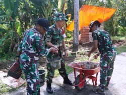 Wadan Satgas TMMD Reguler Awasi Pengerjaan Rabat Beton Jalan