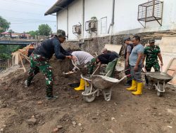 TNI Bersama Warga Terus Genjot Pengerjaan Pembangunan Talud Beton Bertulang Dalam TMMD Sengkuyung Tahap II di Kelurahan Mojosongo