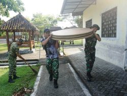 Penyiapan Tempat Upacara Penutupan TMMD Regular 128 Kabupaten Kulon Progo