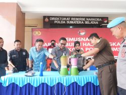 Polda Sumsel Musnahkan Narkoba Senilai Rp2,2 Miliar, 34 Ribu Jiwa Berhasil Diselamatkan