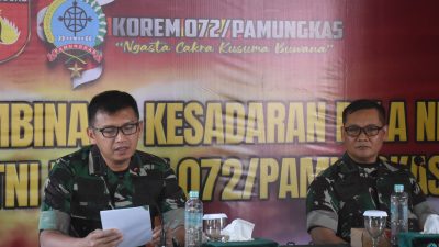 Korem 072/Pamungkas Tingkatkan Kesadaran Bela Negara Keluarga Besar TNI