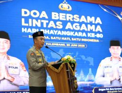 Kapolda Sumsel Ajak Seluruh Elemen Bangsa Perkuat Persatuan Melalui Doa Bersama Lintas Agama