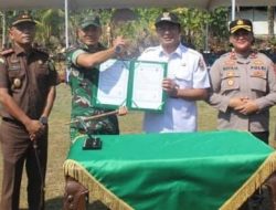 Bupati Boyolali Agus Irawan dan Dandim 0724/Boyolali Letkol Inf. Gunawan Nurbathin Dan Jajaran Forkopimda Kabupaten Boyolali pada Upacara Pembukaan TMMD